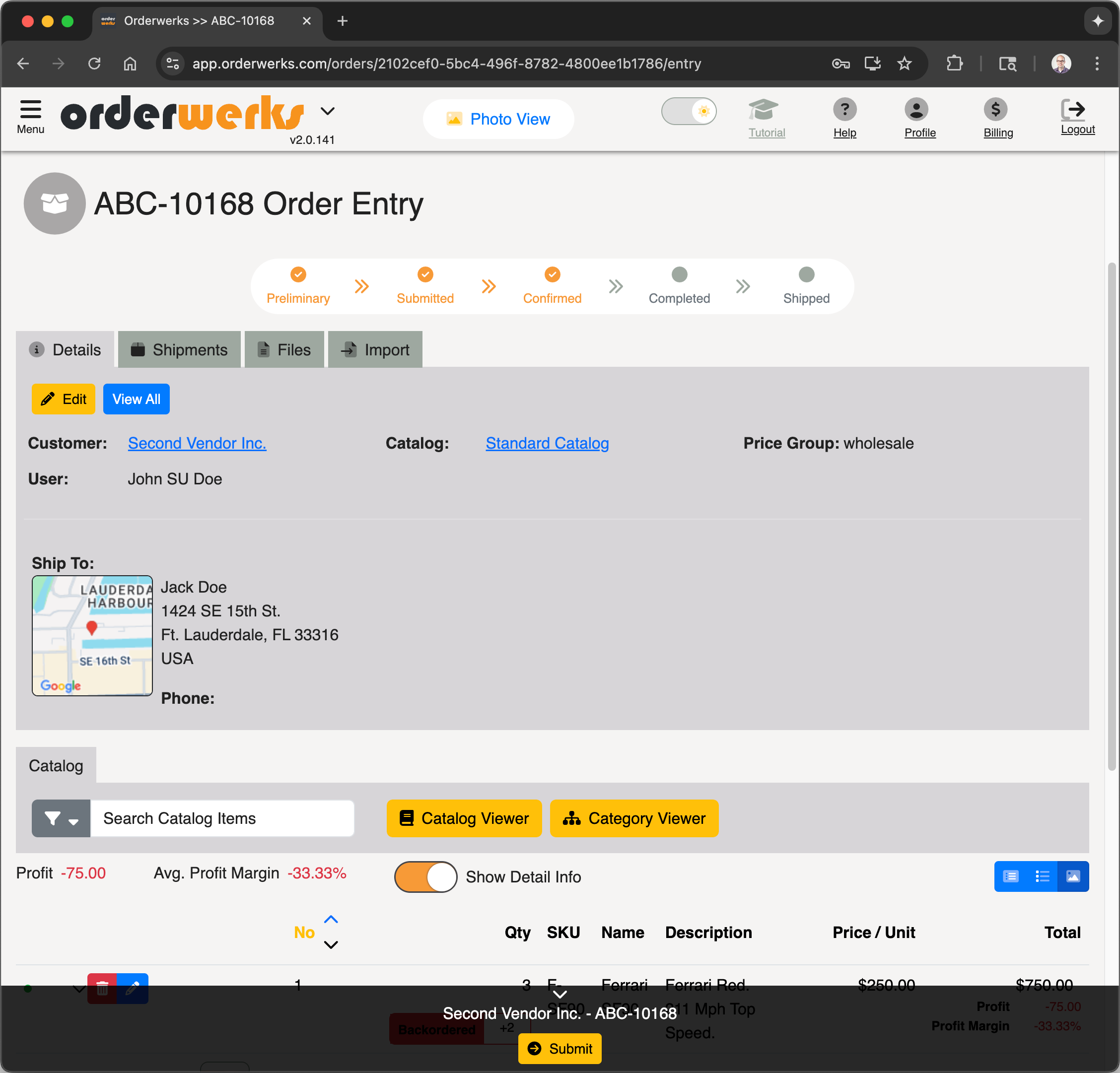 Order Entry Workflow